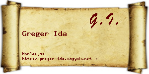 Greger Ida névjegykártya